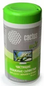 Чистящие салфетки в пластиковой тубе Cactus 100шт для  экранов и оптики  (CS-T1001) * срок-0