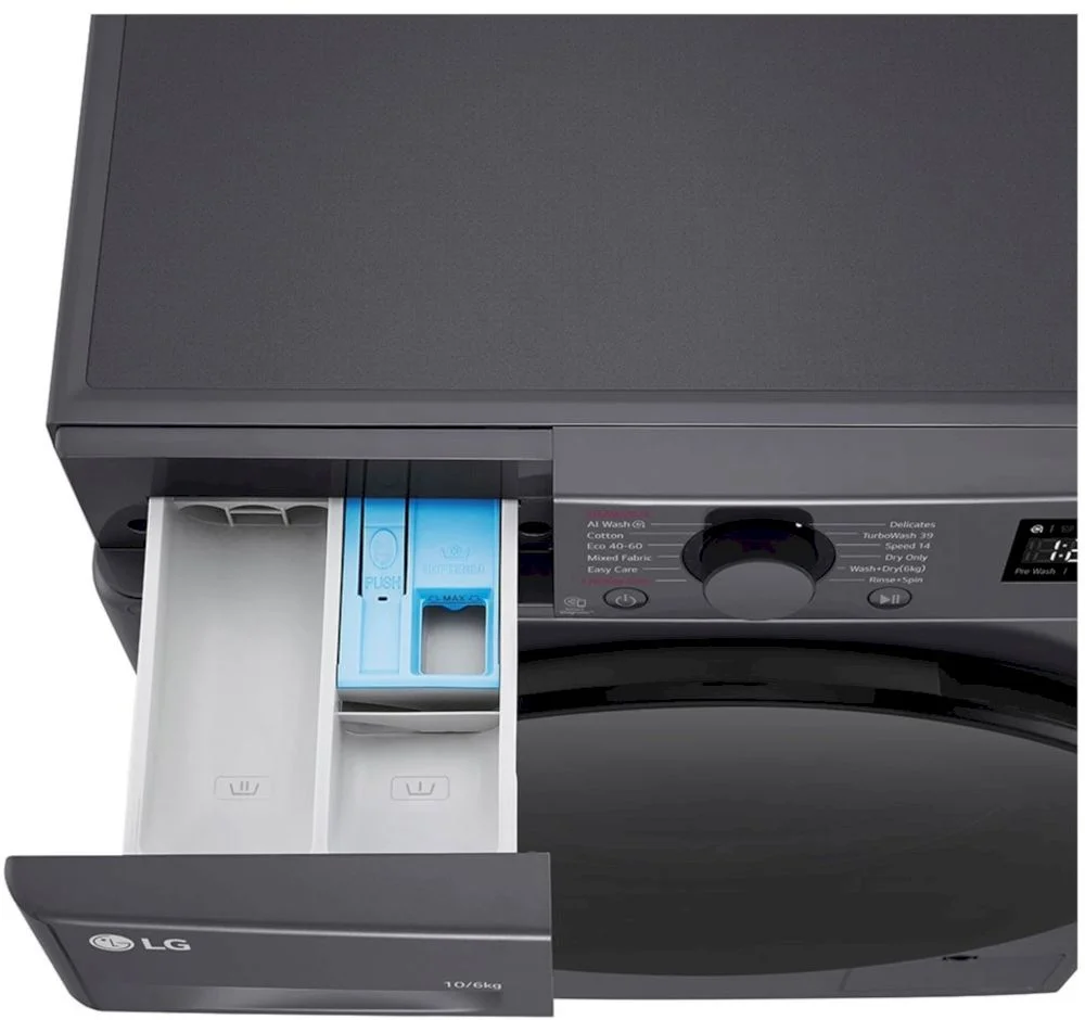 Стирально-сушильная машина LG F4DR510S2M (56.5см / 10кг / 6кг / 1400об / пар / AI DD / TurboWash™360 / Inverter Direct Drive / A+++ / Чёрная)-6