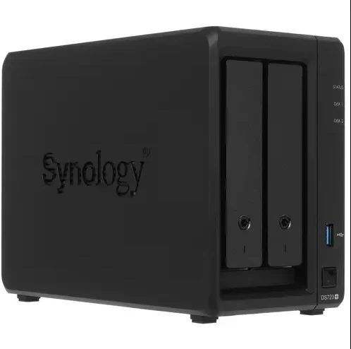 Сетевой накопитель NAS Synology DS723+, 2x 2.5/3.5 HDD, AMD Ryzen R1600, 2 ГБ, 2xSSD NVMe, 2хUSB 3.2 Type-A, 2*RJ-45 1Гбит/с-0