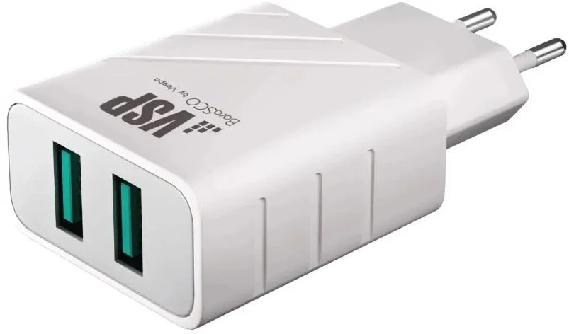 Сетевое зарядное устройство Borasco, (2*USB/2,4A), Белое-0