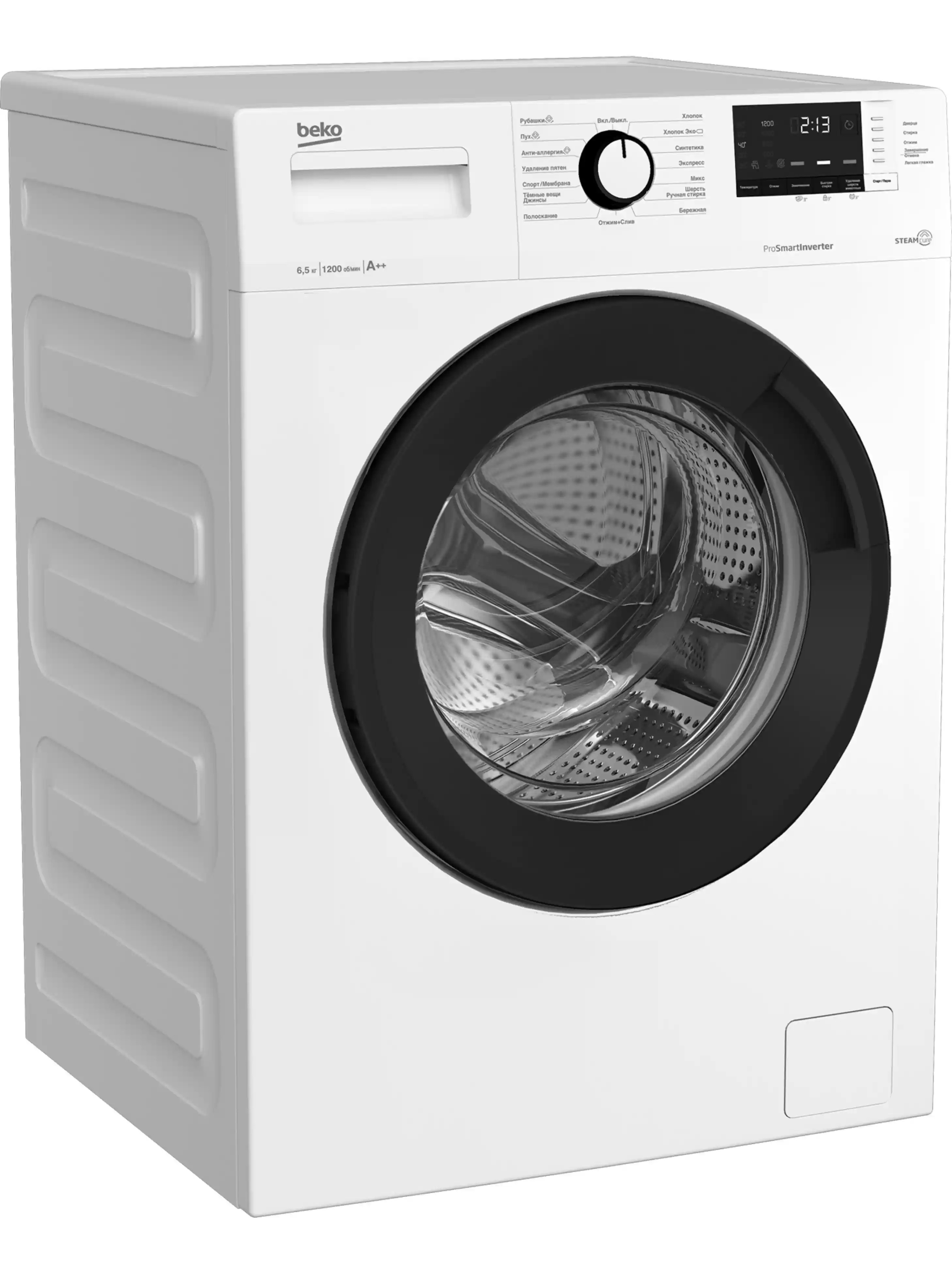 Стиральная машина Beko WSRE6H612ZAWI (40-44см / 6,5кг / 1200об / пар SteamCure™ / Инверторный мотор ProSmart™ / A++)-1