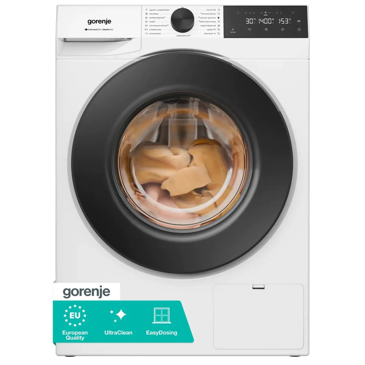 Стиральная машина Gorenje WG484A31 (54-57см / 8кг / 1400об / пар / AddClothes / AntiCrease / Inverter PowerDrive / Wi-Fi / А+++)-0