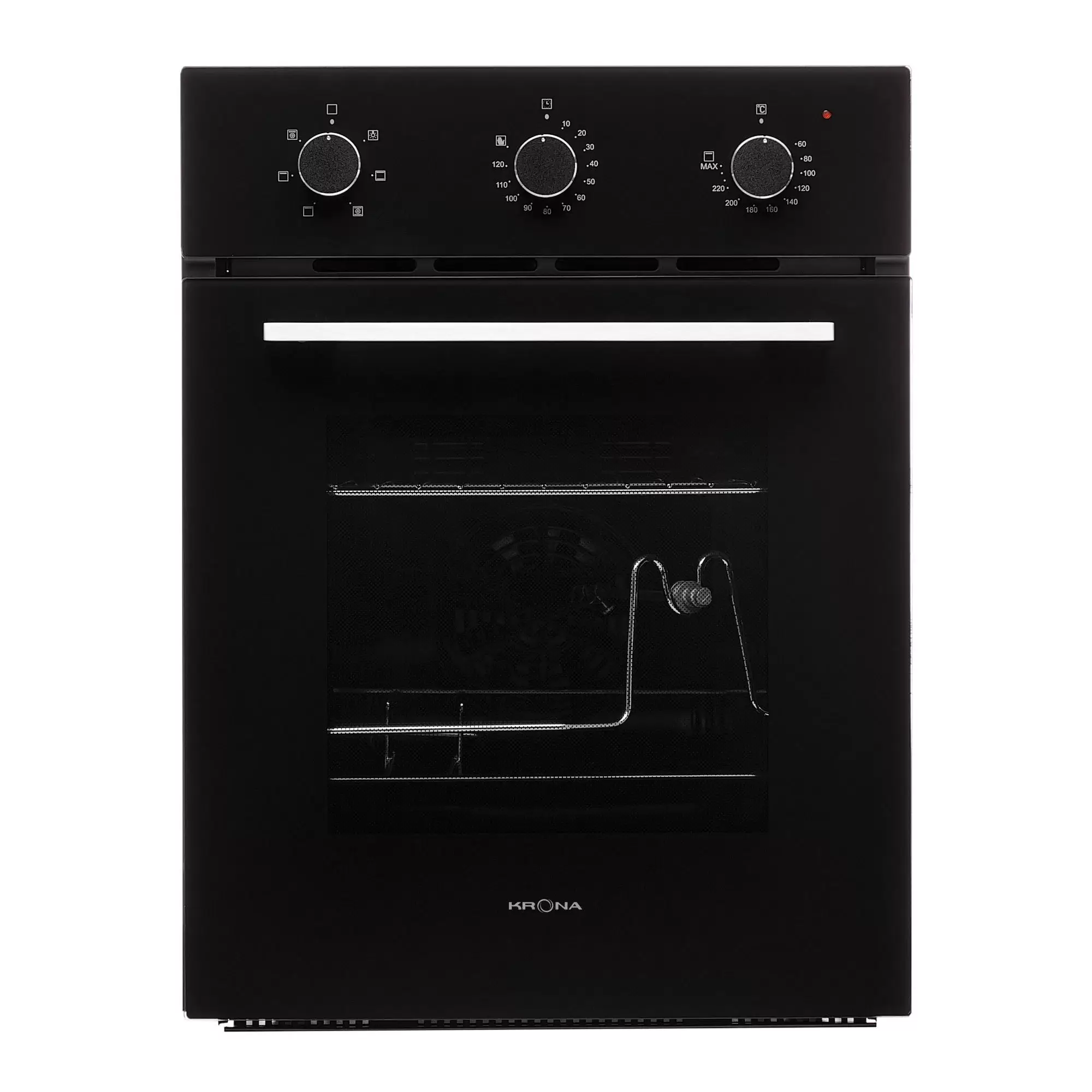 Духовой шкаф KRONA CORRENTE 45 BL (Узкий, 45 см / 47,5 л / до 260 °C / Чёрное стекло / Съемные направляющие / Вертел / Гриль / А)-0