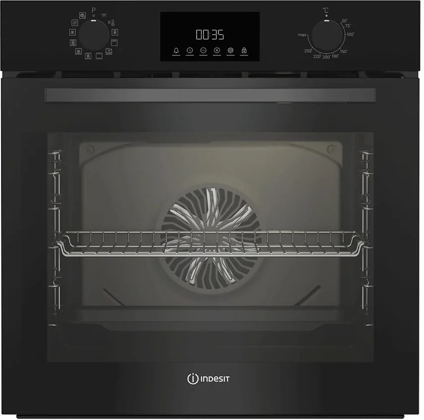 Духовой шкаф Indesit IBFTE 3844 BL (72 л / до 280 °C / Чёрный / Каталитическая очистка / Гриль / Съемные направляющие / А)-0