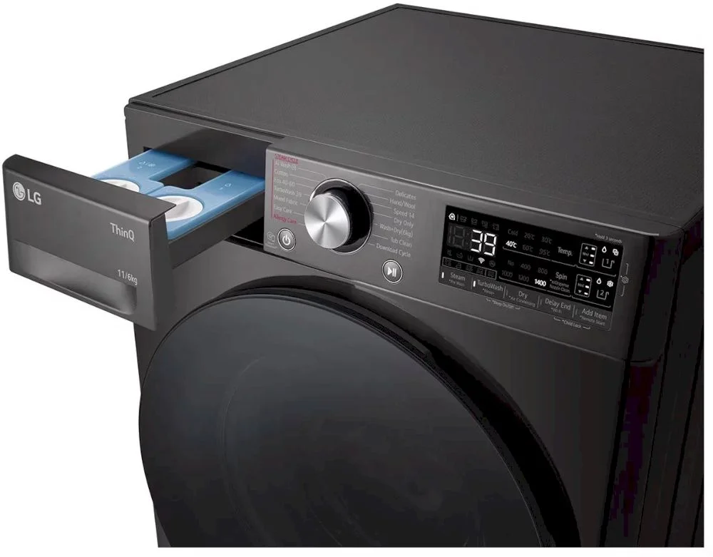 Стирально-сушильная машина LG F4DR711S2BA (56.5см /11кг/6кг/ 1400об / пар / AI DD / TurboWash™360 / Wi-Fi / Inverter Direct Drive / A+++ / Чёрная)-8