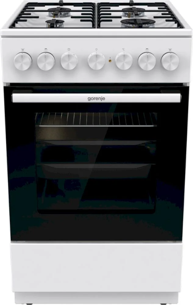 Плита комбинированная Gorenje GK5B41WH (Essential / Белая / духовка - 62 л / 4 газовые конфорки / эмал. решетки)-0
