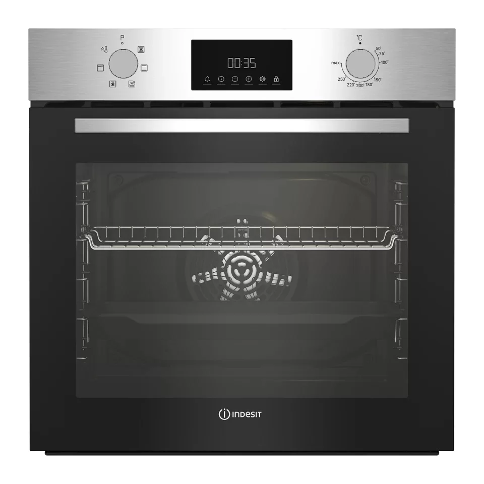 Духовой шкаф Indesit IFE 3644 J IX (72 л / до 250 °C / Нерж. сталь / Паровая очистка / Гриль / Съемные направляющие / А)-0