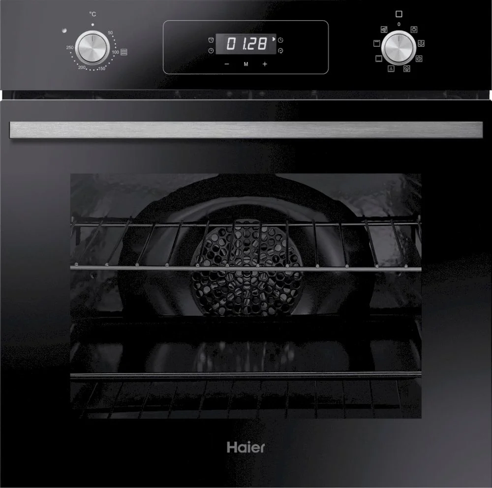 Духовой шкаф Haier HOD-P08WGB (70 л / Чёрное стекло / Гриль / Телескоп.напр.(x1) / AquaClean / A+)-0