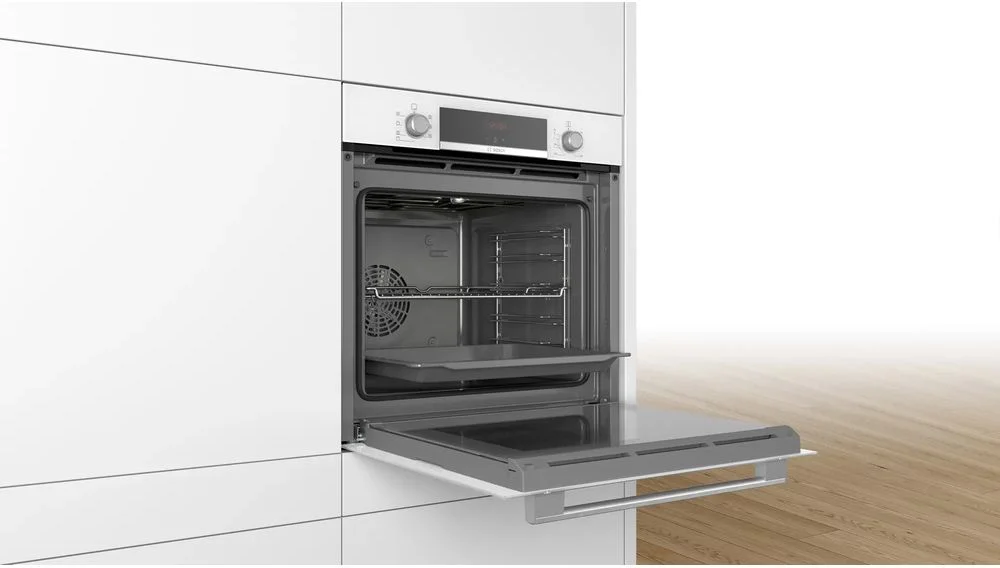 Духовой шкаф Bosch HBA534BW0 (Serie4 / 71 л / до 275 °C / Белое стекло / Гриль / съемные направляющие / EcoClean (задняя стенка) / A)-3