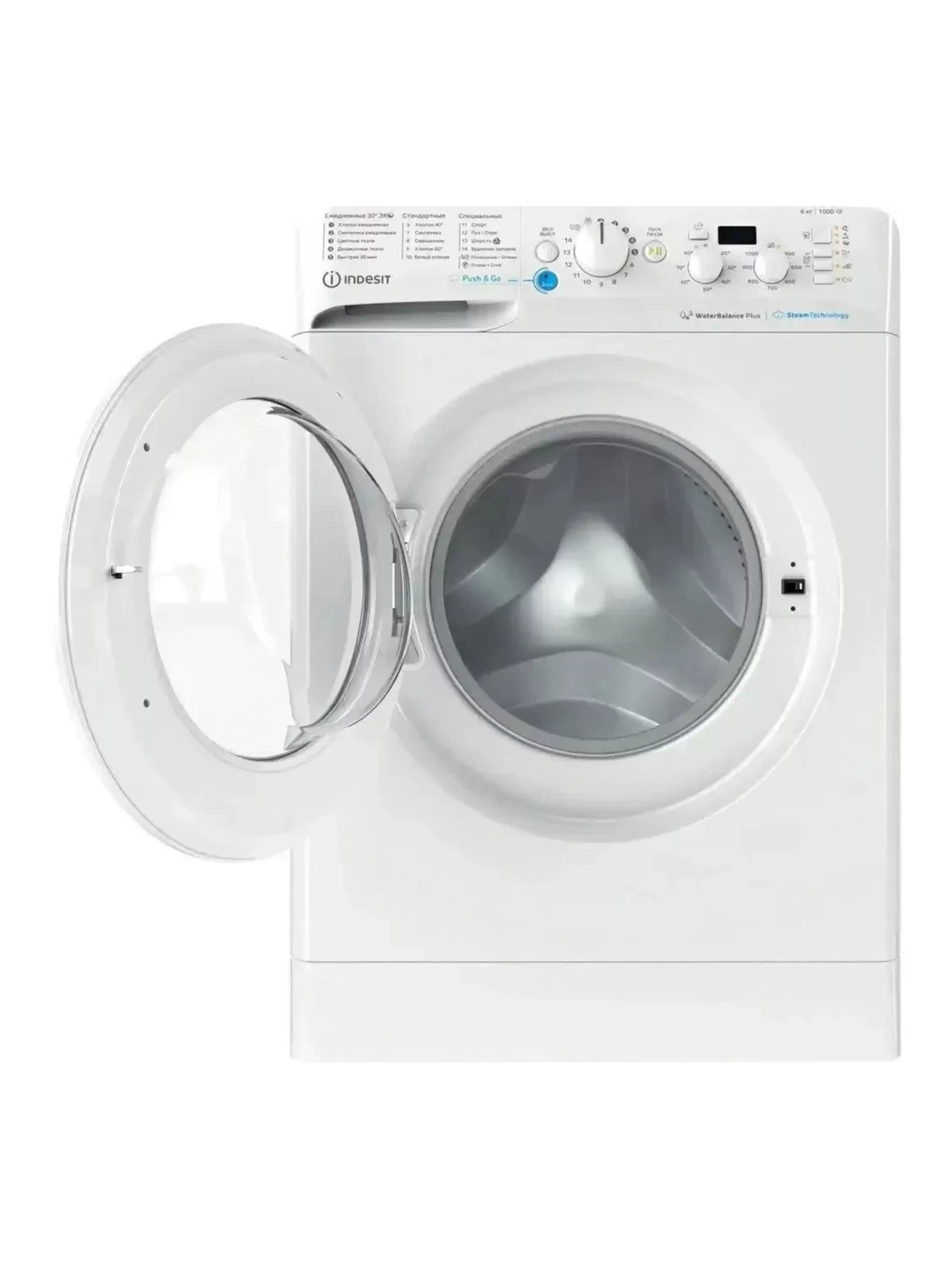 Стиральная машина Indesit BWSD 61051 WWV RU (42.5см / 6кг / 1000об / пар / Push&Go Steam / Water Balance Plus)-5