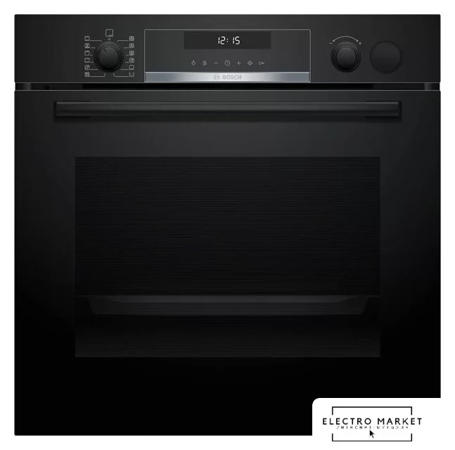 Духовой шкаф с добавлением пара Bosch HRA5380B0 (Serie6 / 71 л / до 275 °C / Черное стекло / Гриль / Каталитич. / резервуар 250 мл / A)-1