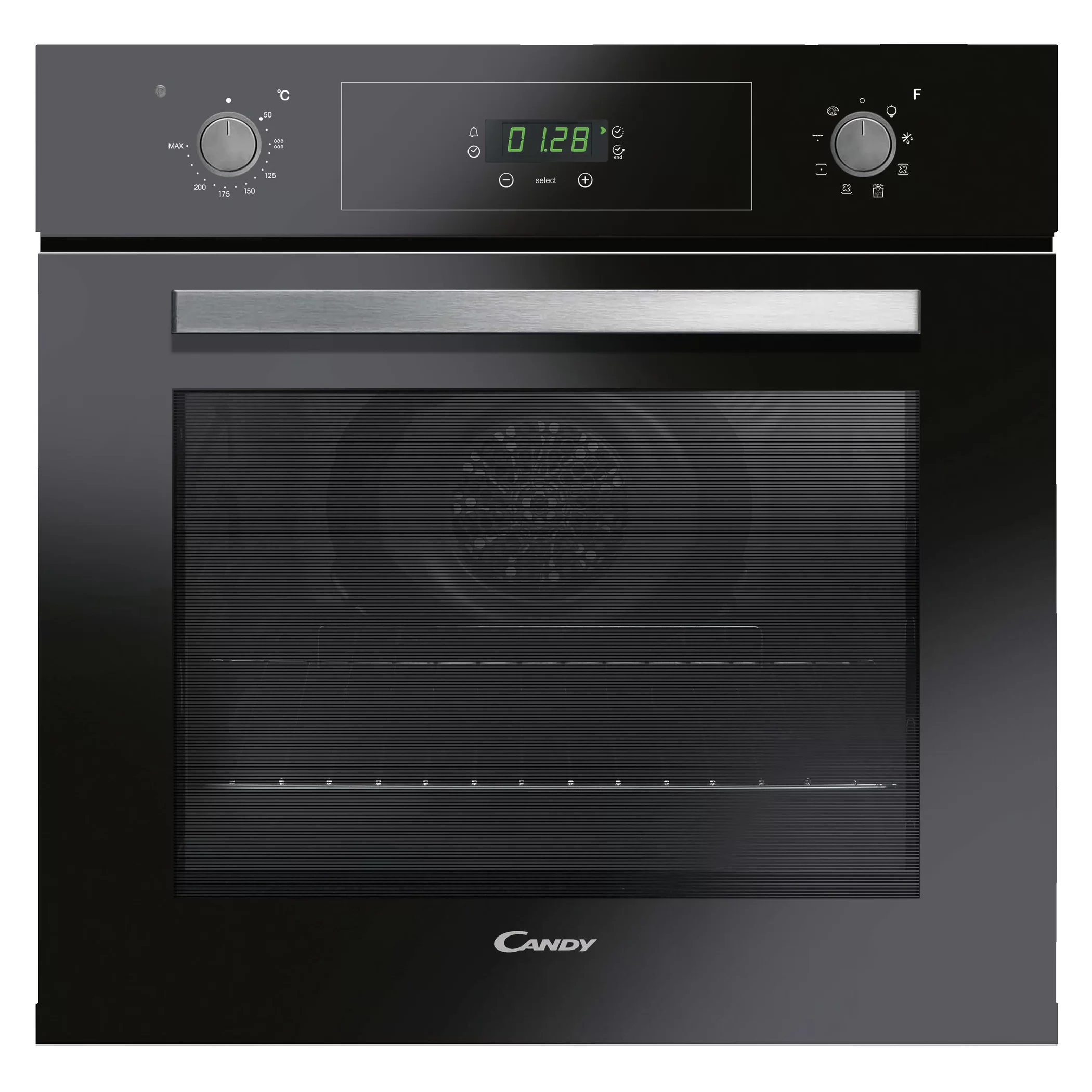 Духовой шкаф Candy FCP605NXL/E (Timeless / 65 л / до 250 °C / Чёрный, стекло / Aquactiva / Гриль / Рельефные направляющие / A+)-1