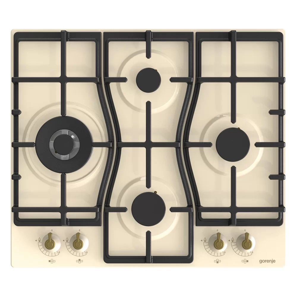 Поверхность газовая Gorenje GW6D42CLI (Classico / беж / конфорки ромбом / эмаль / чугун / WOK)-1