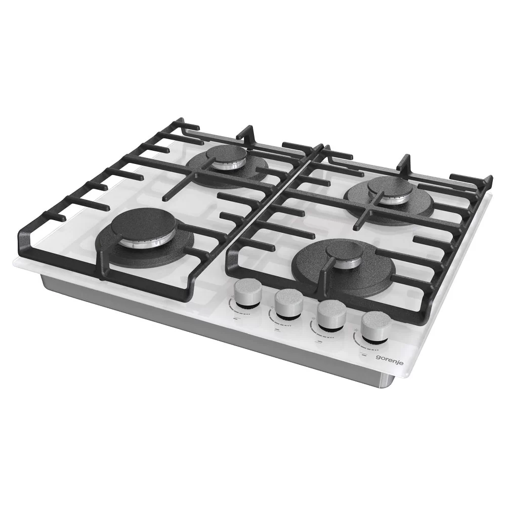 Поверхность газовая Gorenje GT642AXW (Advanced / белое стекло / чугунные решетки / BigSurface)-2
