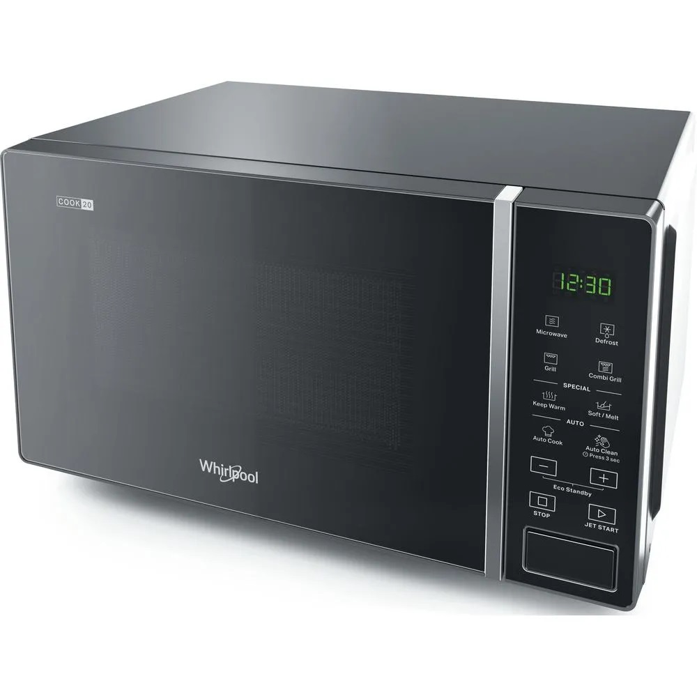 Микроволновая печь Whirlpool MWP 203 M (20 л, 700 Вт, переключатели сенсор, дисплей, гриль 1000 Вт, черный/серый)