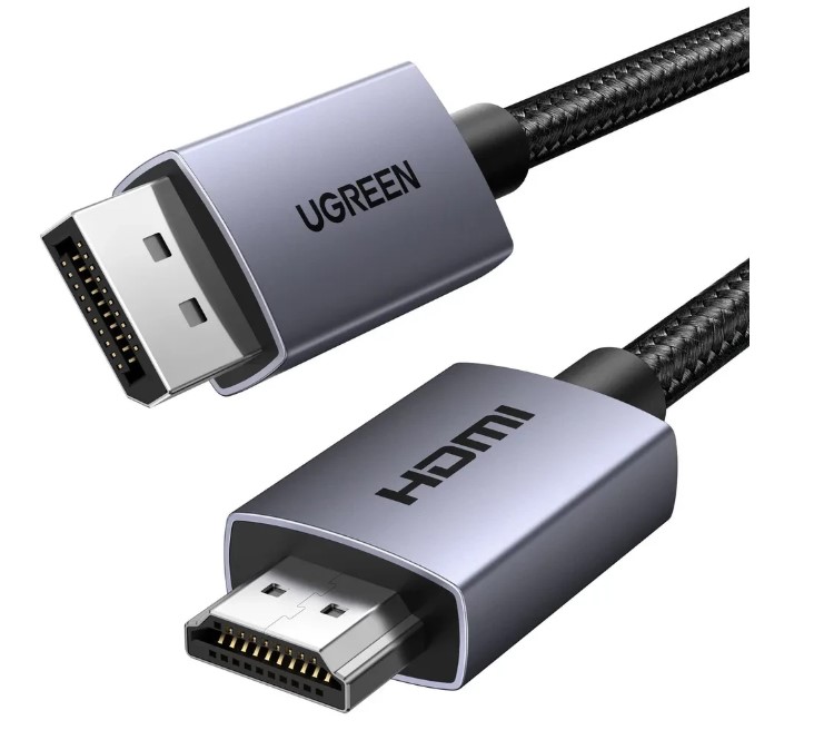 Кабель Displayport - HDMI Ugreen DP 125 (35841), DP v1.2, HDMI v1.4 4K@30Hz, вилка-вилка, длина - 1,5 метра