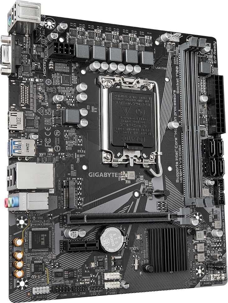 Материнская плата GIGABYTE H610M H V3 DDR4 /LGA 1700, Intel H610, 2xDDR4, 1xM2, 4xSATA, HDMI+VGA, Micro-ATX/