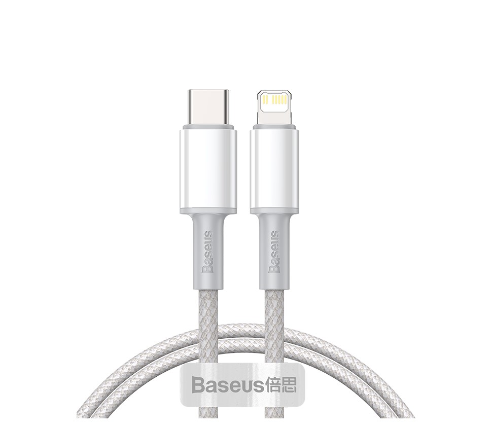 Кабель Baseus High Density Braided Lightning - Type-C 1м, белый (CATLGD-02) 