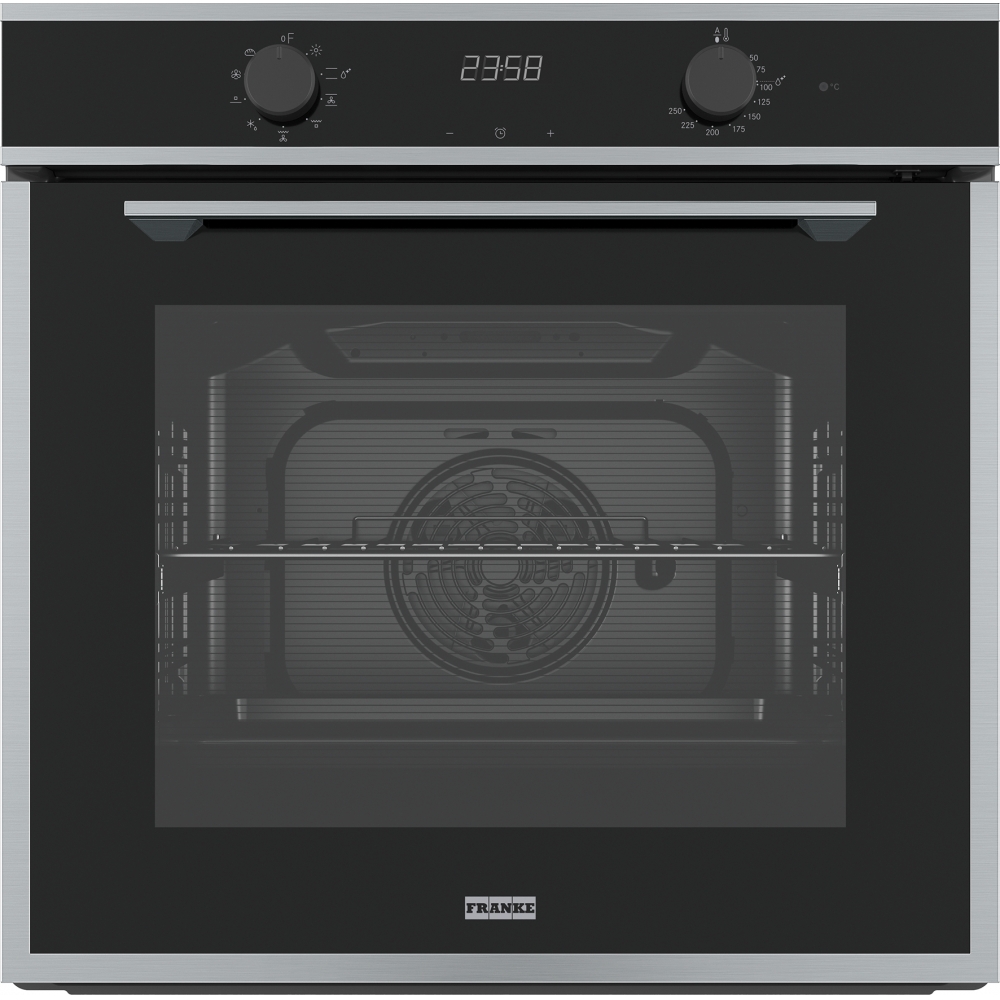Духовой шкаф Franke FMA 86 H XS (71 л / до 250°C / нерж. сталь / Гриль / Боковые напр. / AquaClean / SoftClose / A)