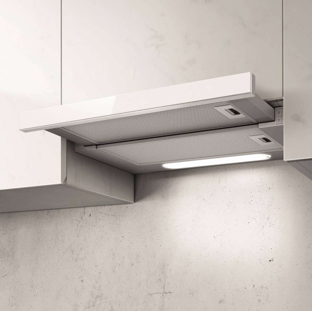 Вытяжка телескопическая Elica Elite 14 Lux GRVTWH/A/90 (650 м³/ч / 121 Вт / LED освещение 2x3 Вт / ширина - 89.8 см / белое стекло)