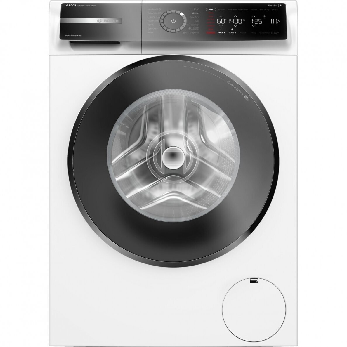 Стиральная машина Bosch WGB254A0SN (Serie8 / 59-64,8см / 10кг / 1600об / пар / i-DOS / SpeedPerfect / ActiveWater Plus / Home Connect / A+++)
