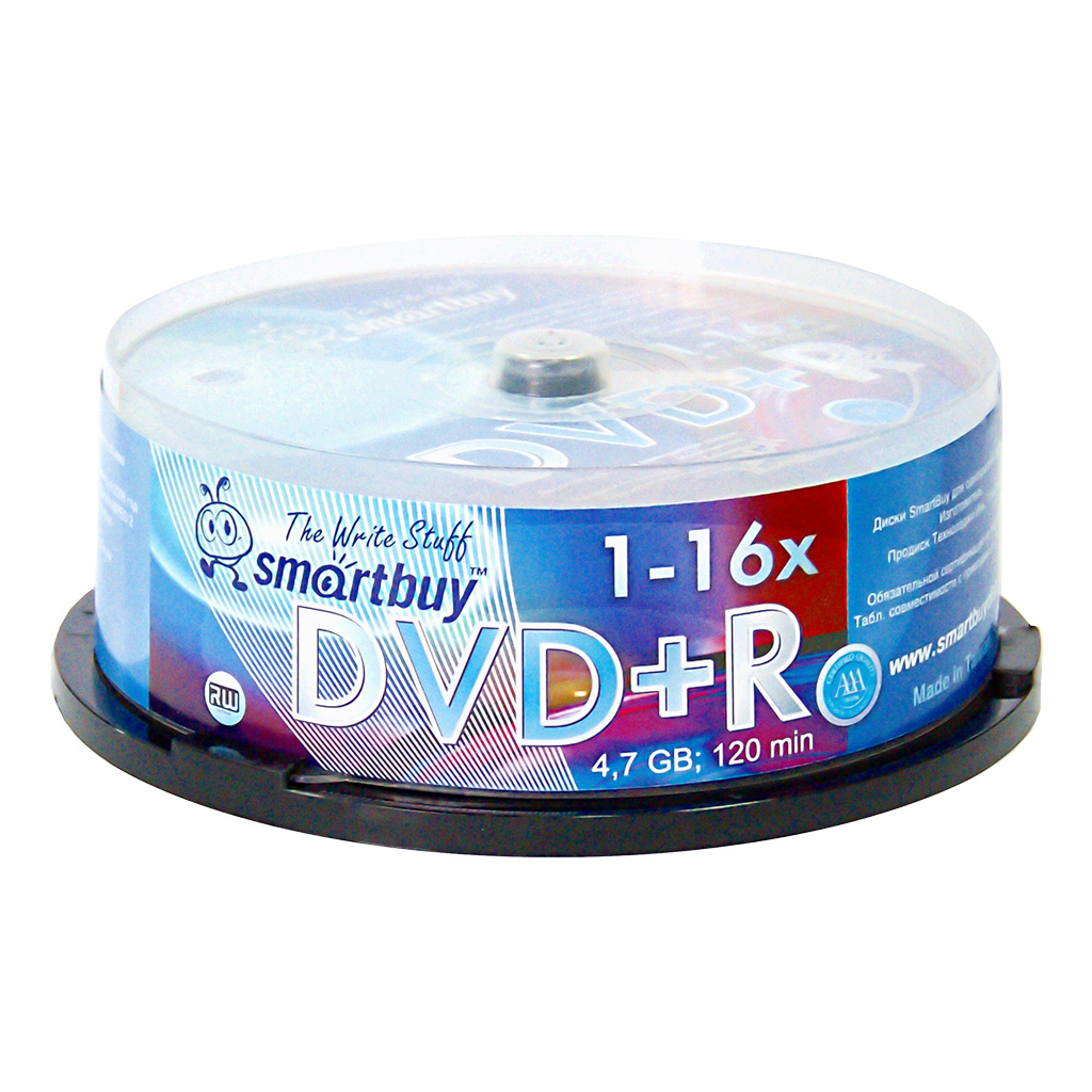 Диск DVD+R Smartbuy / 4,7Gb/120мин / 16X / CB-25 (BOX25)-0