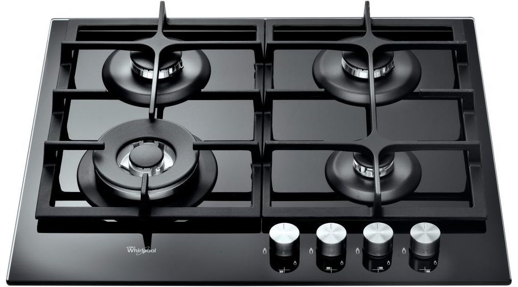 Поверхность газовая Whirlpool AKT 6465/NB (Чёрная / 4 конфорки / Чугунные решетки / Закаленное стекло / Электроподжиг / Газ контроль)