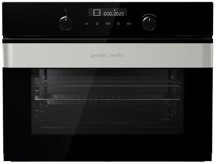 Духовой шкаф компактный с микроволнами Gorenje BCM547ORAB (Ora-Ito / черный / AquaClean / дисплей IconLED+ / FastPreheat / HomeMADE / Cool Door)