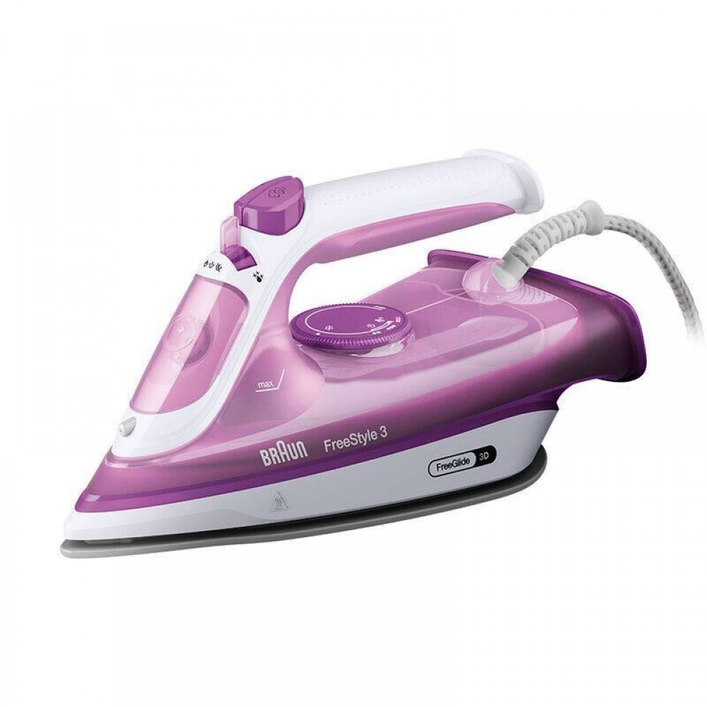 Утюг Braun FreeStyle 3 FI3124PU фиолетовый (2400 Вт/ подошва - керамика/ паровой удар - 160 г/мин/ 2 м)-0