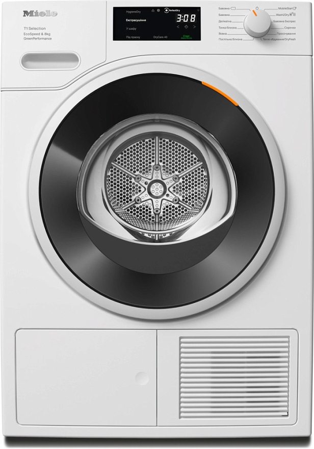 Сушильная машина с тепловым насосом Miele TSF763 WP EcoSpeed (T1 / 64,3см / 8кг / FragranceDos / EcoDry / DryCare 40 / Miele@home)