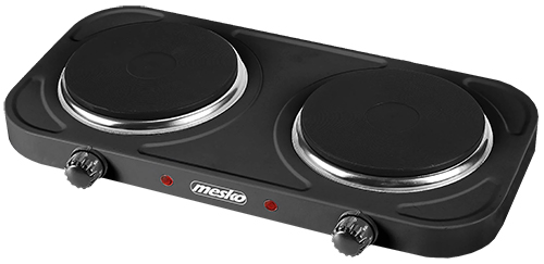 Плитка электрическая Mesko MS 6509  (2 конфорки/ чугун/ дисковый нагреватель/ мощность 2000 Вт/ черный )