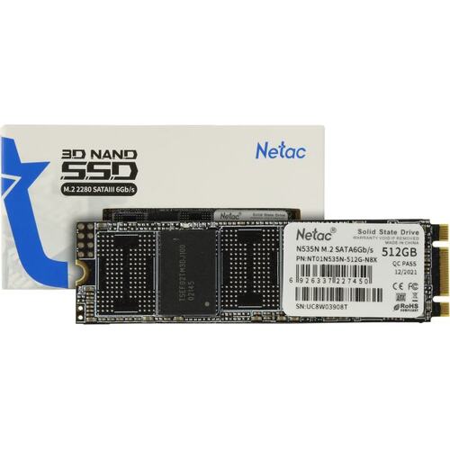 Жесткий диск SSD M.2 512GB Netac N535N R540/W490Mb/s  SATA 2280  NT01N535N-512G-N8X 280 TBW