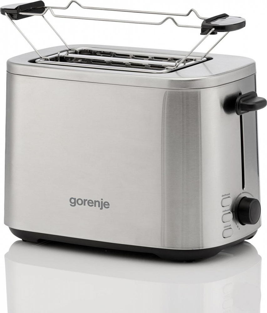Тостер Gorenje T800DS (800 Вт/ тостов - 2/ подогрев, размораживание, решетка для подогрева булочек, поддон для крошек/ нерж. сталь)