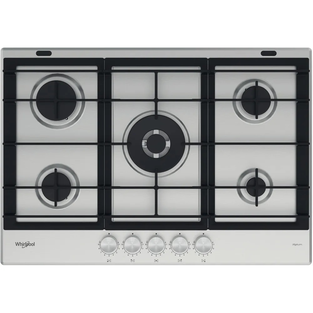 Поверхность газовая Whirlpool GMWL 728/IXL (Нерж.сталь / 5 конфорки / Чугунные решетки / Электроподжиг / Газ контроль)