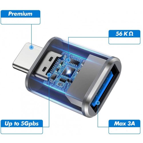 Переходник USB Type-C - USB 3.0 KS-is (KS-388), вилка - розетка, cкорость передачи: до 5 Гб/сек