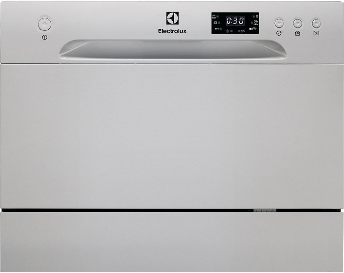 Машина посудомоечная отдельностоящая компактная Electrolux ESF2400OS (6 комплектов / Расход воды - 6,5 л / AquaStop / Серебро)-0