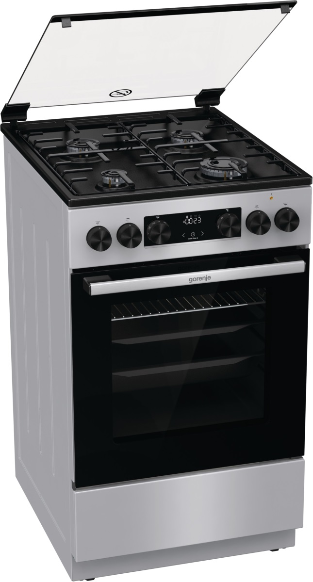 Плита комбинированная Gorenje GK5C61SH (Advanced / Серая / духовка - 62 л / 4 газовые конфорки / эмал. решетки / стеклянная крышка)