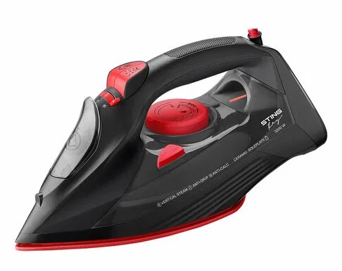 Утюг Stingray ST-IR201B чёрный/красный (3200 Вт / подошва - керамика / паровой удар - 490 г/мин / 1,8 м / автоотключение)