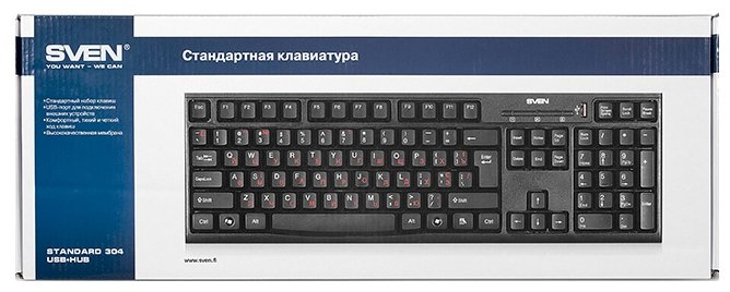 Клавиатура SVEN Standart 304* USB+HUB, черный