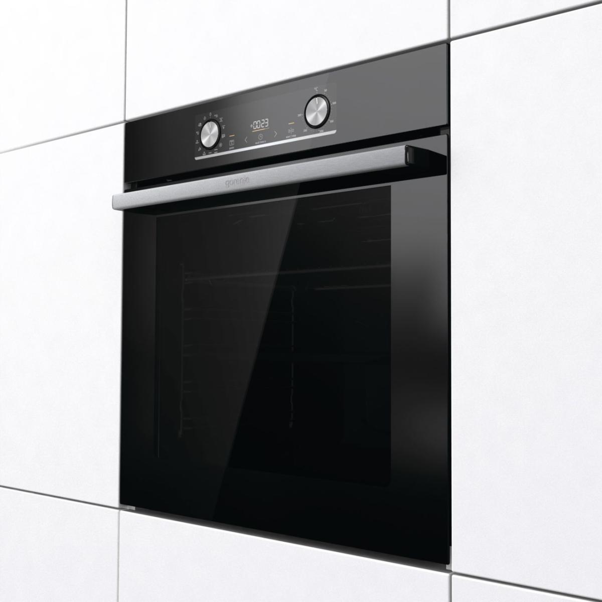Духовой шкаф Gorenje BOX6737E01BG (Essential / 77 л / до 300 °C / Чёрный, стекло / AquaClean / PerfectGrill / съемные направляющие / А / IconLED)