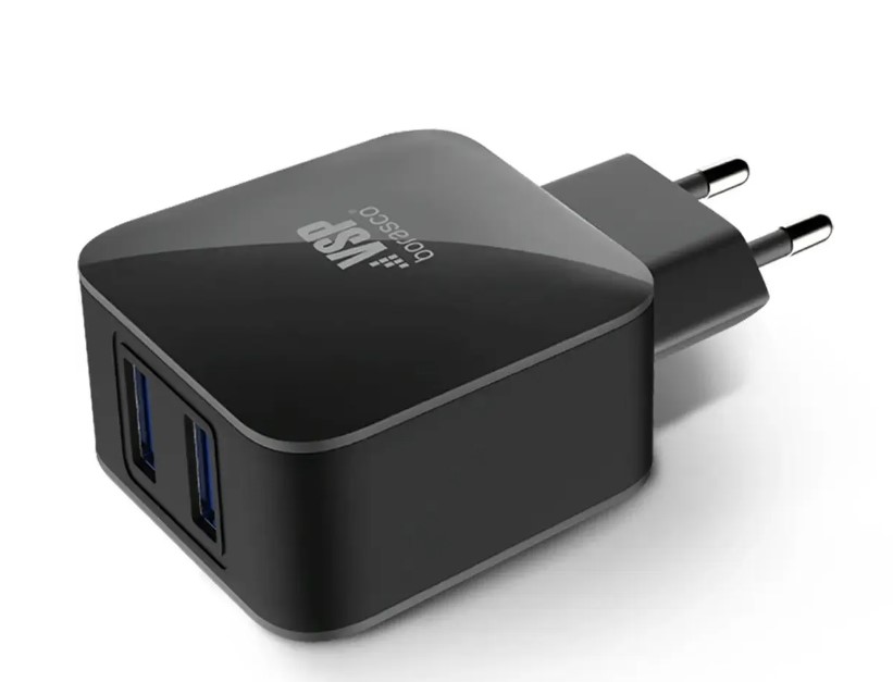 Сетевое зарядное устройство Borasco 2USB, 2,1A , черный-0