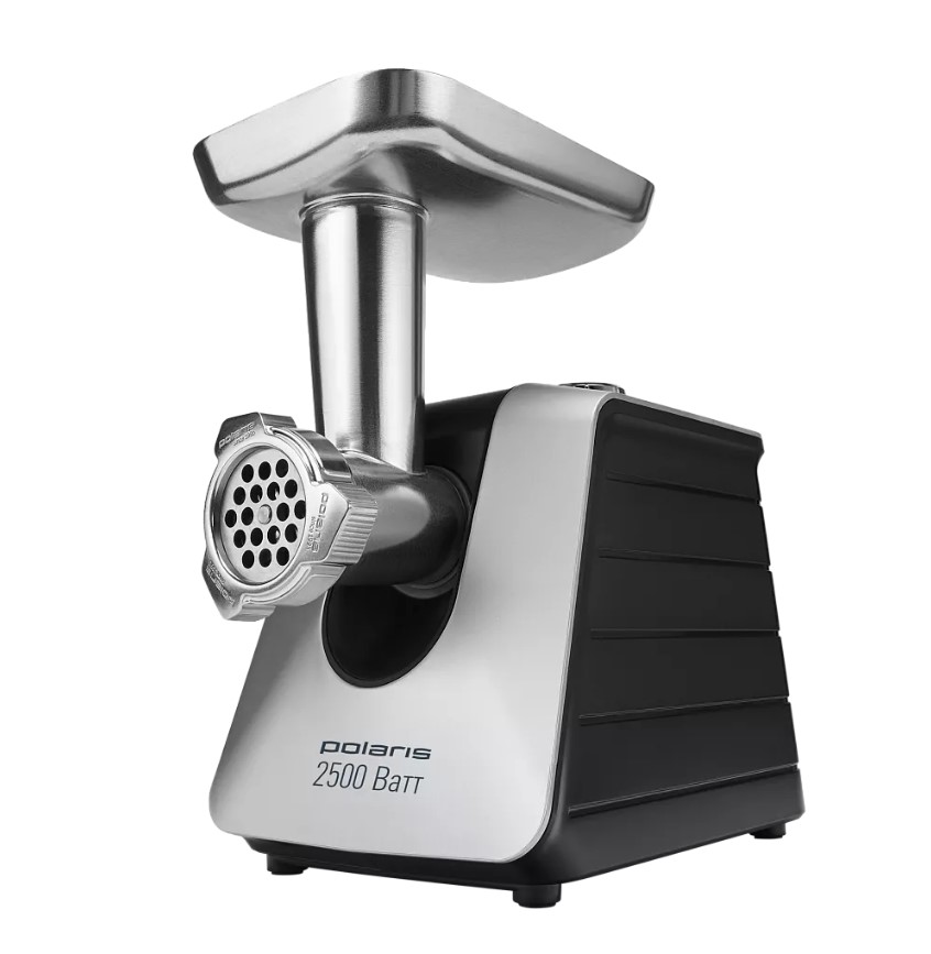 Мясорубка Polaris PMG 2546 (2500 Вт / 2.7 кг/мин / корпус - пластик / лоток - металл / реверс / 7 насадок / чёрный)-0
