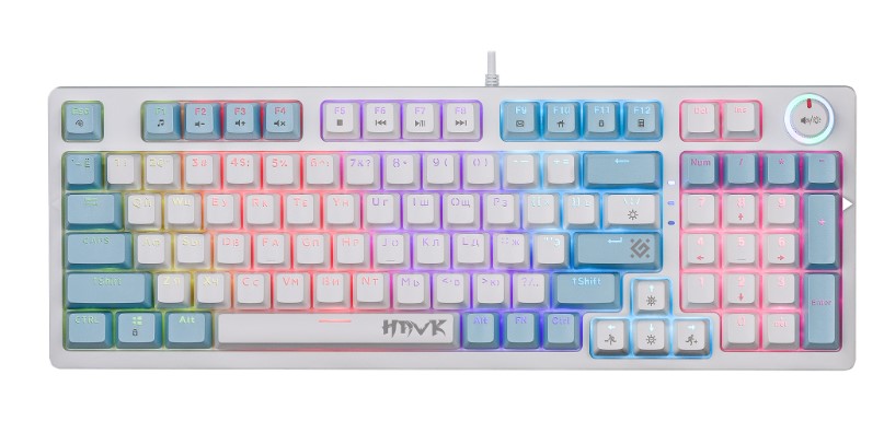 Механическая клавиатура Defender Hawk GK-418 RGB (97+FN,кр.свитчи, русская раскладка), радужная-0