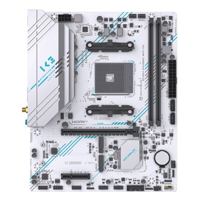 Материнская плата MAXSUN MS-B550M GAMING WIFI ICE [AM4, AMD B550, 2xDDR4, 2xM2, 4xSATA, HDMI+DP, Micro-ATX] (батарея CR2032 не установлена)