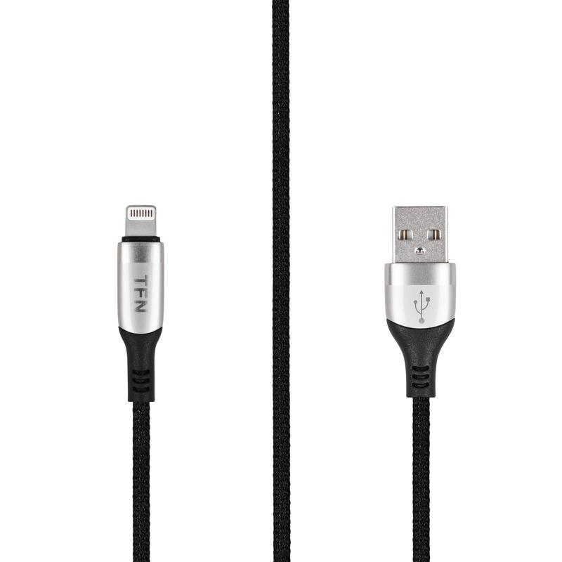 Кабель TFN BLAZE Lightning - USB, плетеный, 1.2 метра, серый (TFN-C-BLZ-AL1M-NI)
