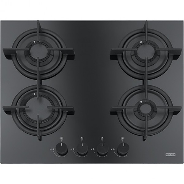Поверхность газовая Franke FHCR 604 4G HE BK C (Mythos / черное стекло / чугун. решетки / 4 конфорки / газконтроль / WOK)