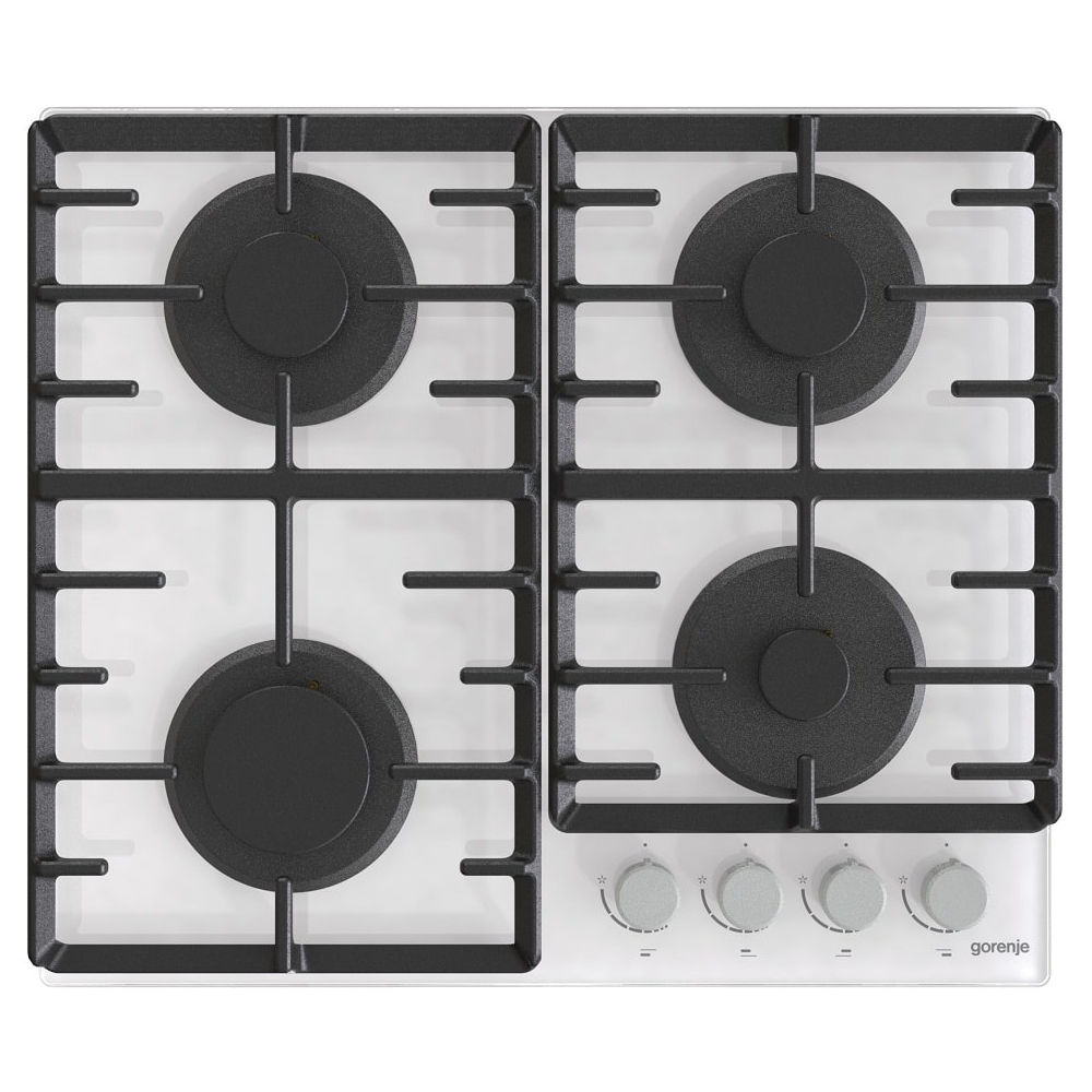 Поверхность газовая Gorenje GT642AXW (Advanced / белое стекло / чугунные решетки / BigSurface)