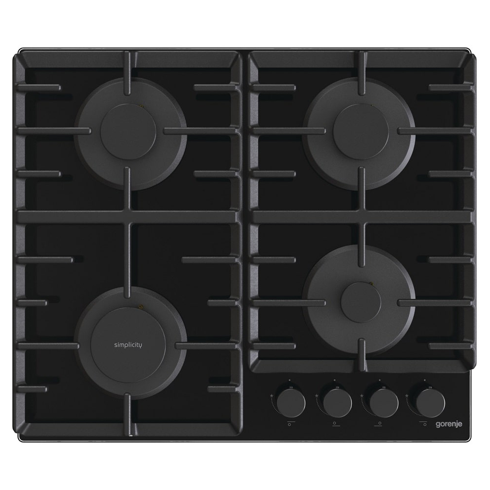 Поверхность газовая Gorenje GT642SYB (Simplicity 2.1 / черный / закаленное стекло / чугун)