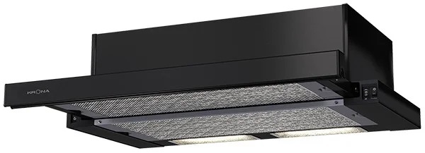 Вытяжка телескопическая KRONA KAMILLA 600 2DN BLACK (1066 м³/ч / 2*90 Вт / галогенная лампа 2x28 Вт / ширина - 60 см / черный / металл)