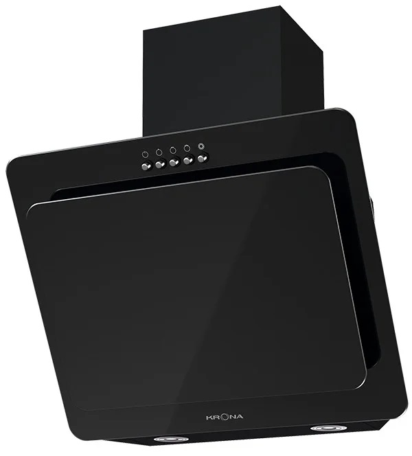 Вытяжка наклонная KRONA Liva 500 black PB (715 м³/ч / 60 Вт / LED освещение 2x1 Вт / ширина - 49.6 см / чёрное стекло)